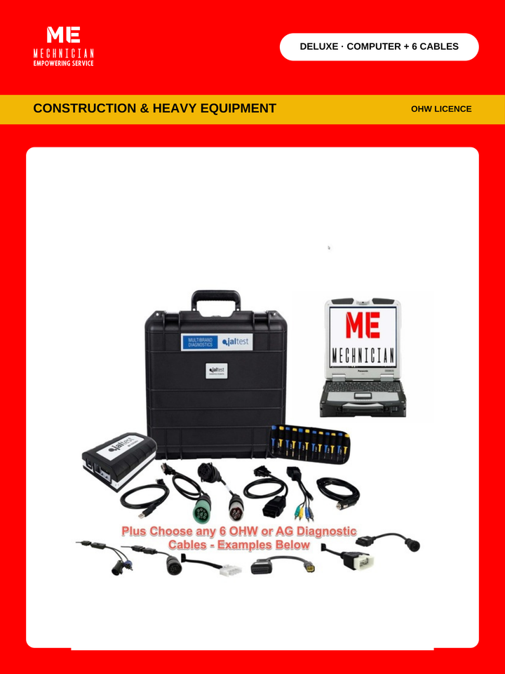 Jaltest Deluxe Construction and Heavy Equipment diagnostic kit — OHW licence, rugged diagnostic computer plus 6 cables