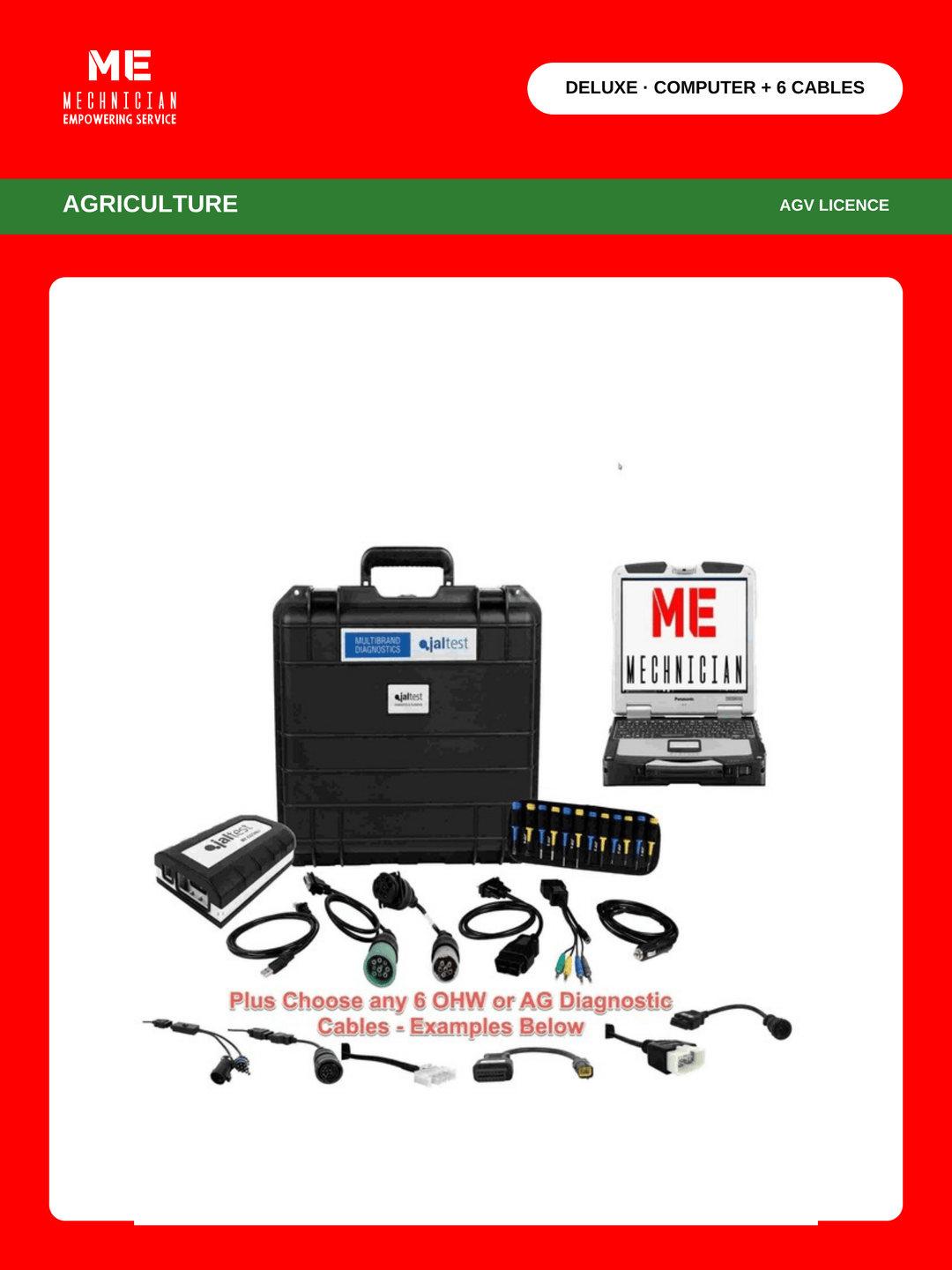 Jaltest Deluxe Agricultural Equipment diagnostic kit — AGV licence, rugged diagnostic computer plus 6 cables