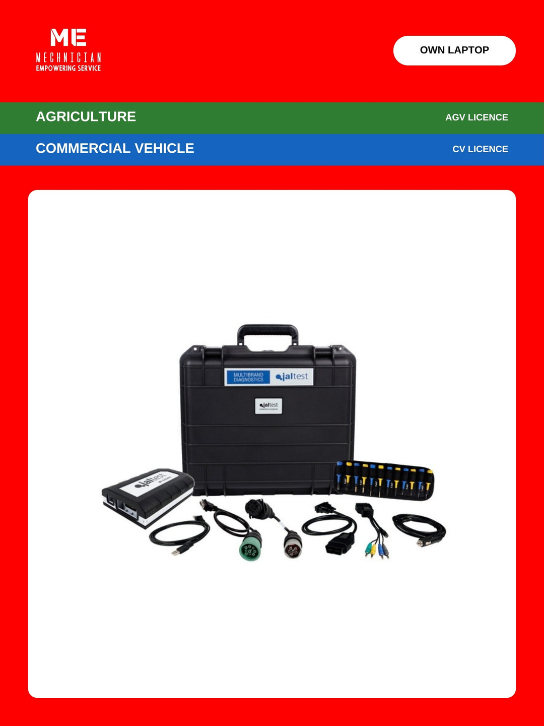 Jaltest Commercial Vehicles plus Agricultural Equipment diagnostic kit — AGV and CV licences, use your own laptop