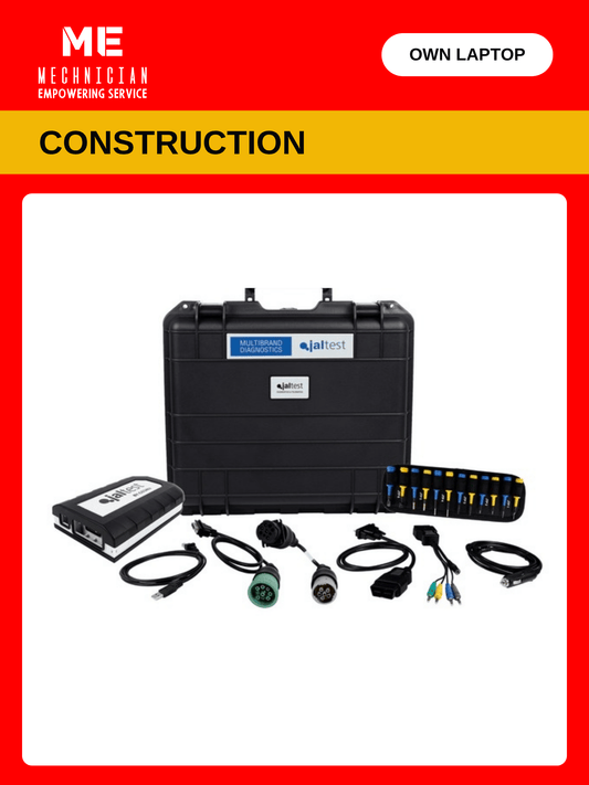 Jaltest Construction and Heavy Equipment diagnostic kit — OHW licence, transport hardcase, Jaltest Link interface and diagnostic cables, use your own laptop